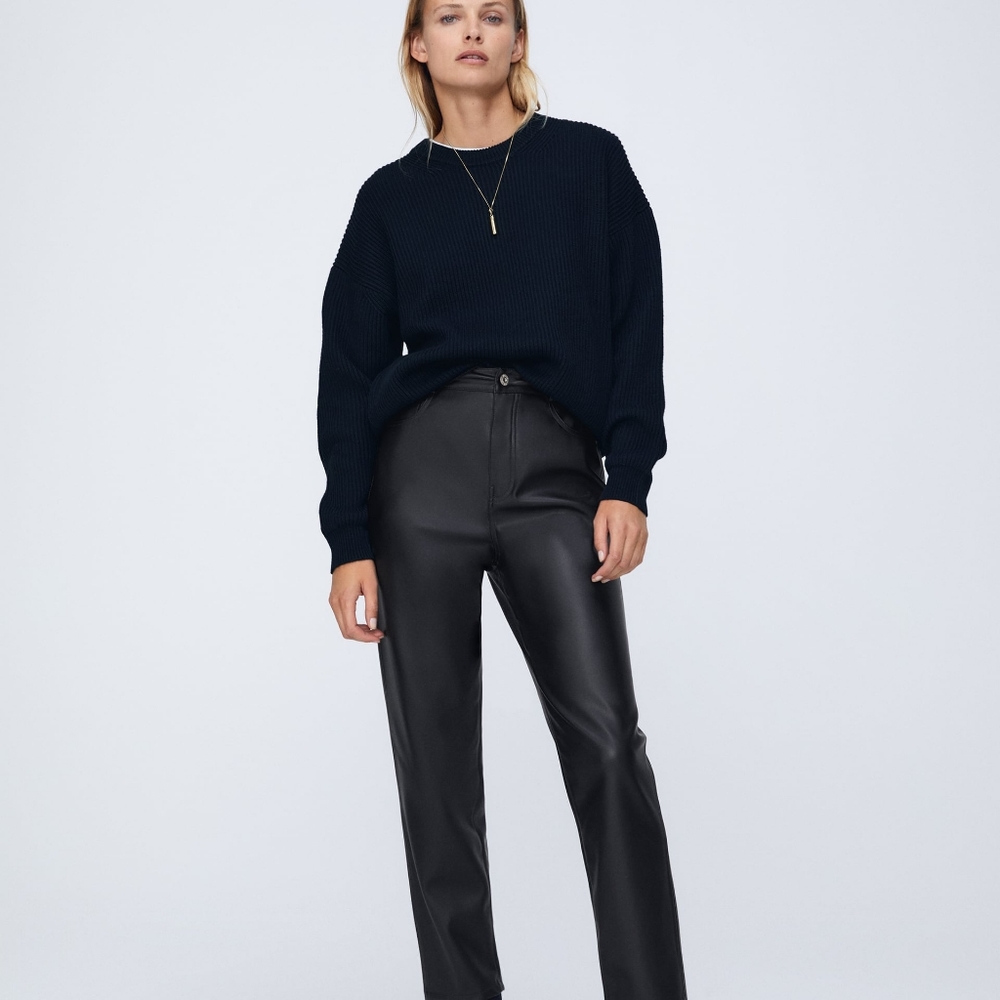 Zara leather mom fit pants small